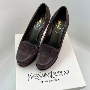 YSL Tribtoo Grey suede pumps, sz eu 37/US 7.0